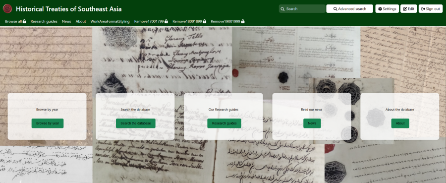 Screenshot of database